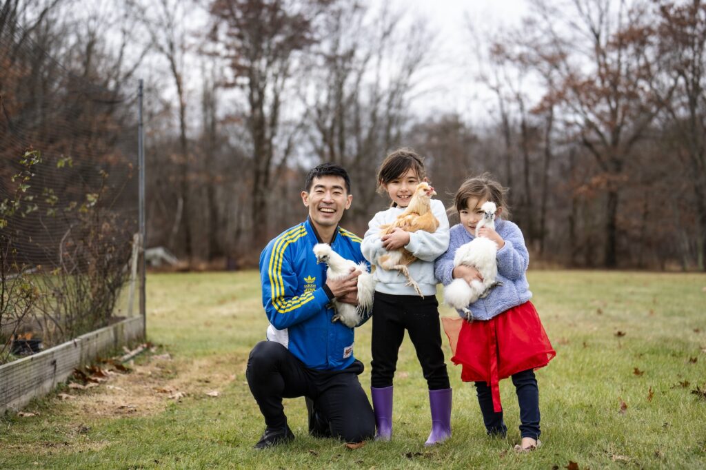 Jimmy Cha with his two daughters. 